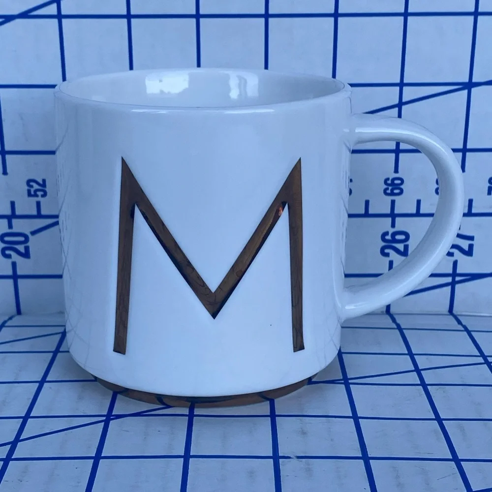 Williams Sonoma “M” Monogram Mug White/Gold